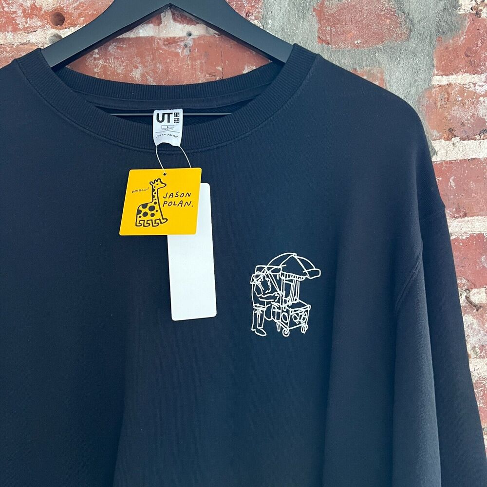 Uniqlo x Jason Polan Every Person in New York Unisex Black Sweatshirt NWT L